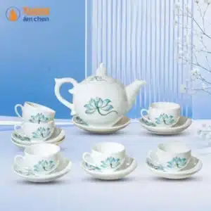 Bộ Ấm Trà Bưởi Lửa Bông Sen Xanh