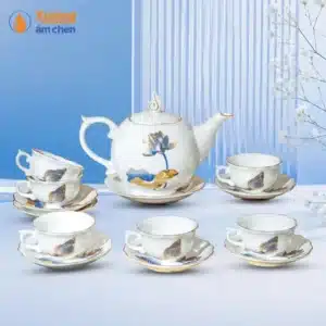 Bộ Ấm Trà Bưởi Lửa Liên Hoa Vàng Kim