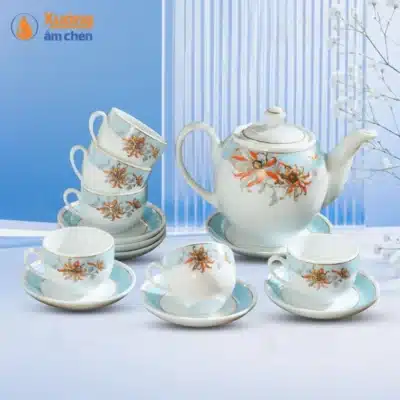 Bộ Trà Minh Long Hoa Cúc Viền Vàng Kim 
