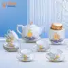 Bộ Ấm Chén Bưởi Lửa Thuận Buồm Viền Vàng Kim