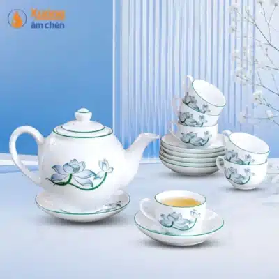 Bộ Ấm Trà Minh Long Bông Sen Xanh