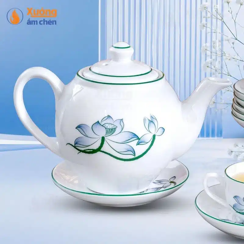 Bộ Ấm Trà Minh Long Bông Sen Xanh 26.3 Bộ Ấm Trà Minh Long Bông Sen Xanh