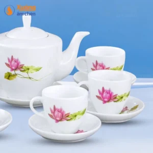 Bộ Ấm Trà Hoa Sen Dáng Vai Vuông