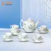 Bộ Ấm Trà Bưởi Cành Sen Nước Viền Vàng