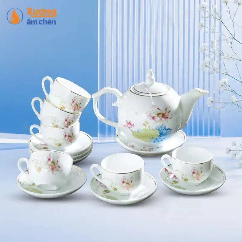 Bộ Ấm Trà Bưởi Lửa Họa Tiết Sen Hồng 8.1 Bộ Ấm Trà Bưởi Lửa Họa Tiết Sen Hồng