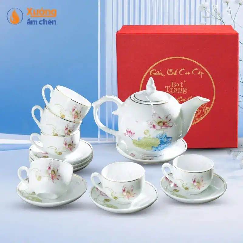 Bộ Ấm Trà Bưởi Lửa Họa Tiết Sen Hồng 8.2 Bộ Ấm Trà Bưởi Lửa Họa Tiết Sen Hồng