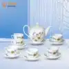 Bộ Ấm Trà Minh Họa Tiết Hoa Đồng Vàng