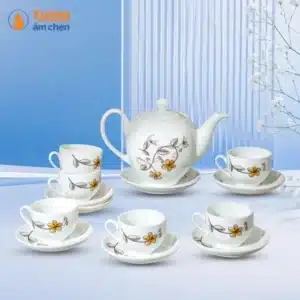 Bộ Ấm Trà Minh Họa Tiết Hoa Đồng Vàng
