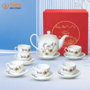 Bộ Ấm Trà Minh Họa Tiết Hoa Đồng Vàng