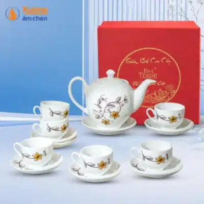 Bộ Ấm Trà Minh Họa Tiết Hoa Đồng Vàng